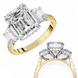 Two diamond rings with gold and silver bands on a white background