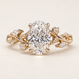 Oval Cut Lab Grown Diamond Cluster Engagement Ring in Yellow Gold