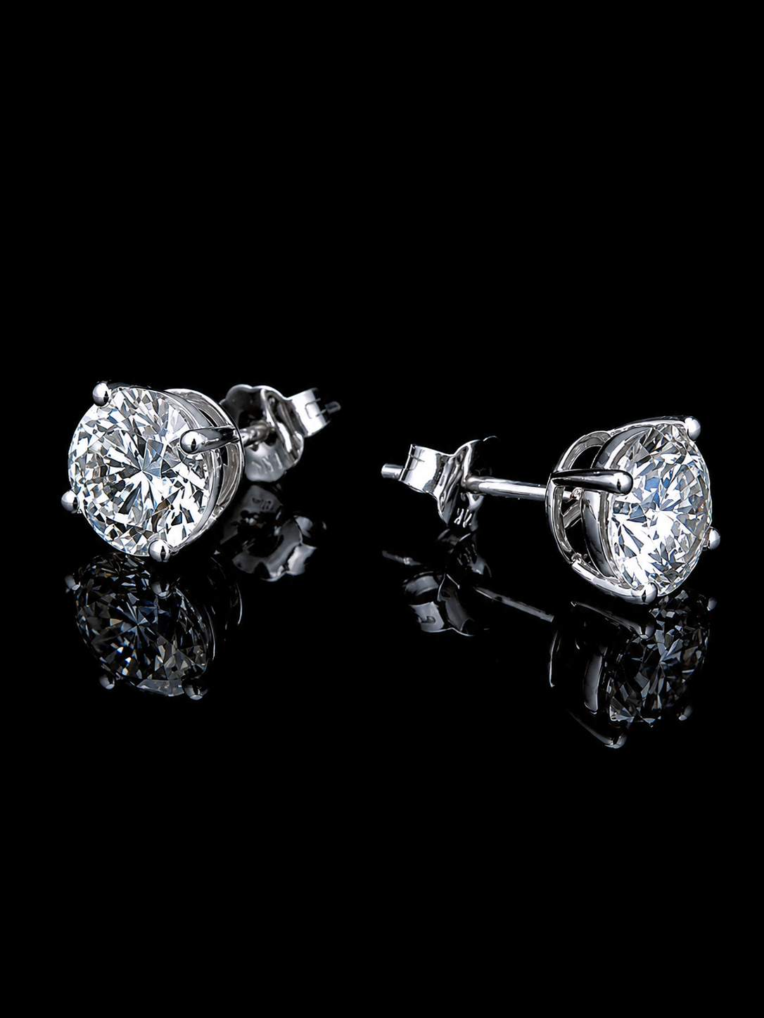 white gold round solitaire stud earrings with lab grown diamonds