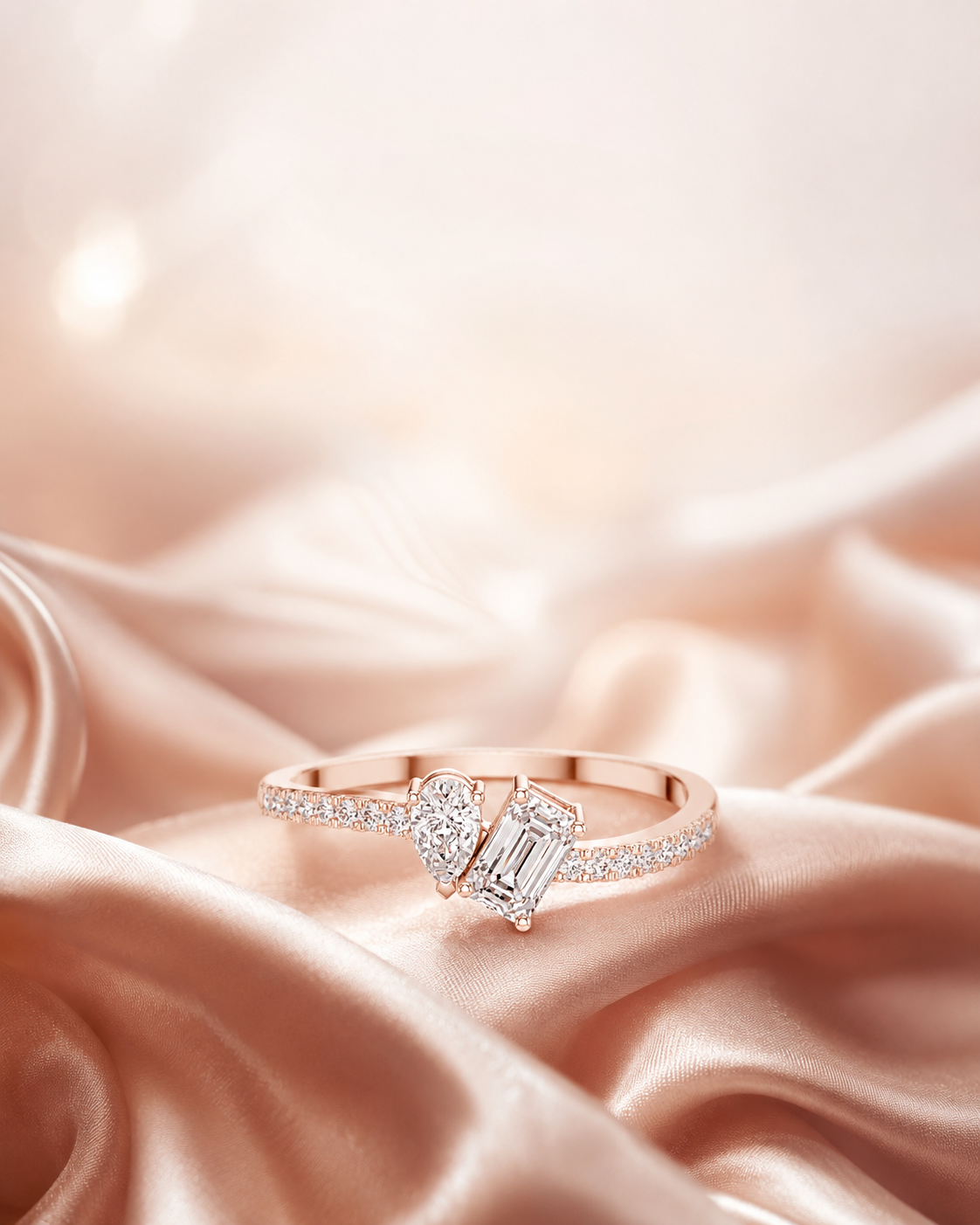 Pear Emerald Diamond Ring