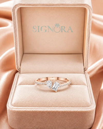 Pear Emerald Diamond Ring 