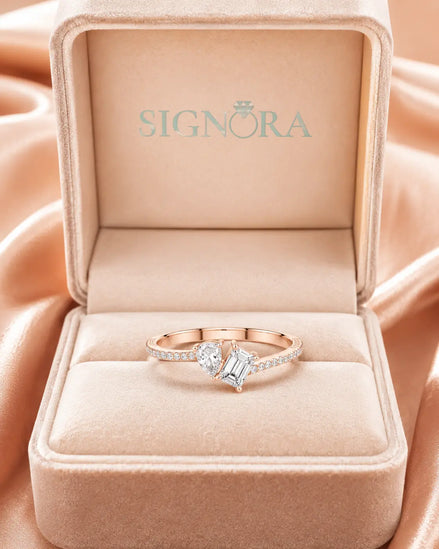 Pear Emerald Diamond Ring 