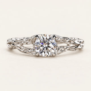 Round Cut Lab Grown Diamond Split Shank Engagement Ring in White Gold
