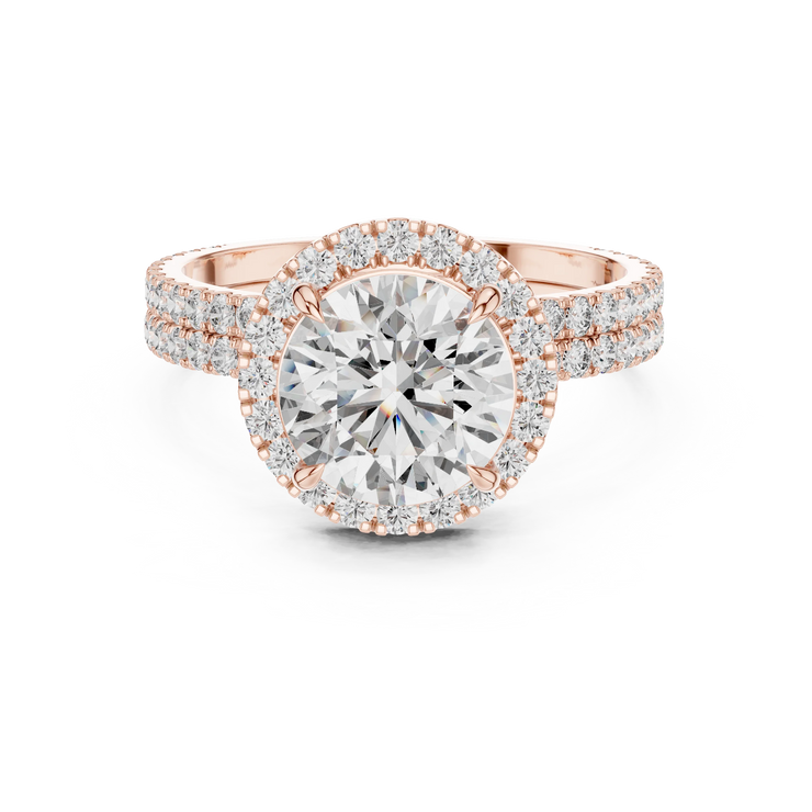 Round Lab Grown Diamond Halo Engagement Ring