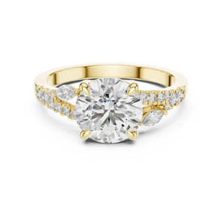 round diamond bypass engagement ring in yellow gold
