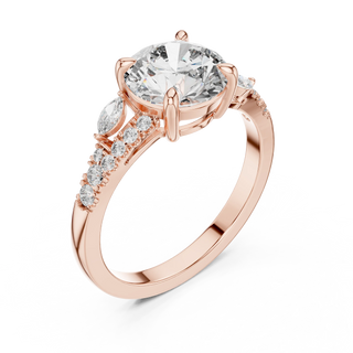 round diamond bypass engagement ring in rose gold
