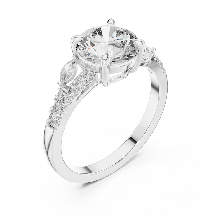 Cushion Lab Grown Diamond Three Stone Engagement Ring