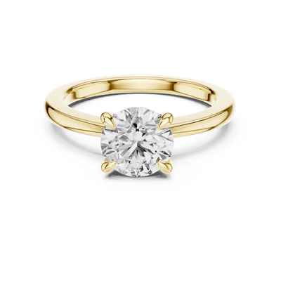 Round lab grown diamond solitaire ring in yellow gold
