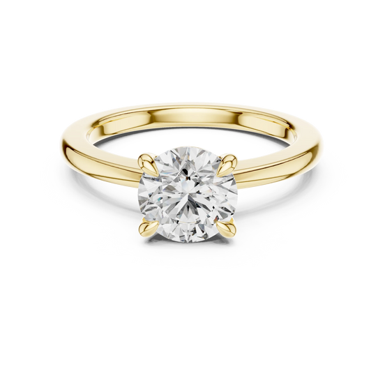 Round lab grown diamond solitaire ring in yellow gold
