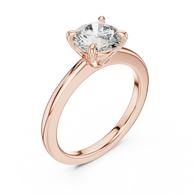 Round lab grown diamond solitaire ring in rose gold