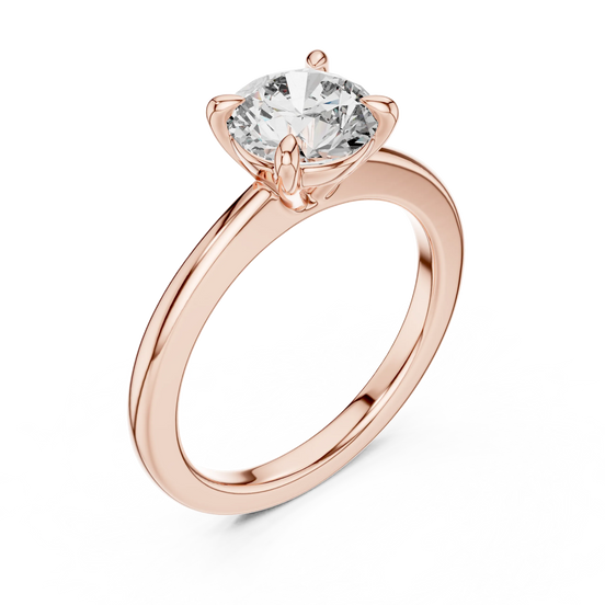 Round lab grown diamond solitaire ring in rose gold