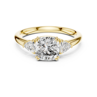 Cushion Lab Grown Diamond Three Stone Engagement Ring (1.78 ct, Trillion Sides)