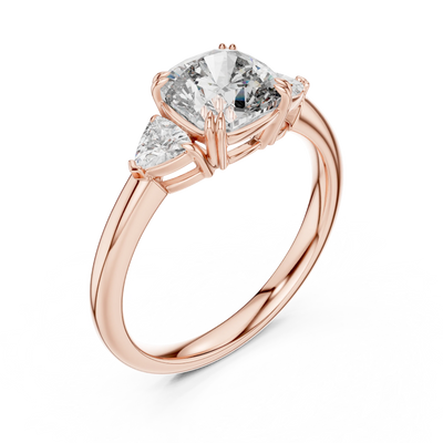 Cushion Lab Grown Diamond Three Stone Engagement Ring (1.78 ct, Trillion Sides)