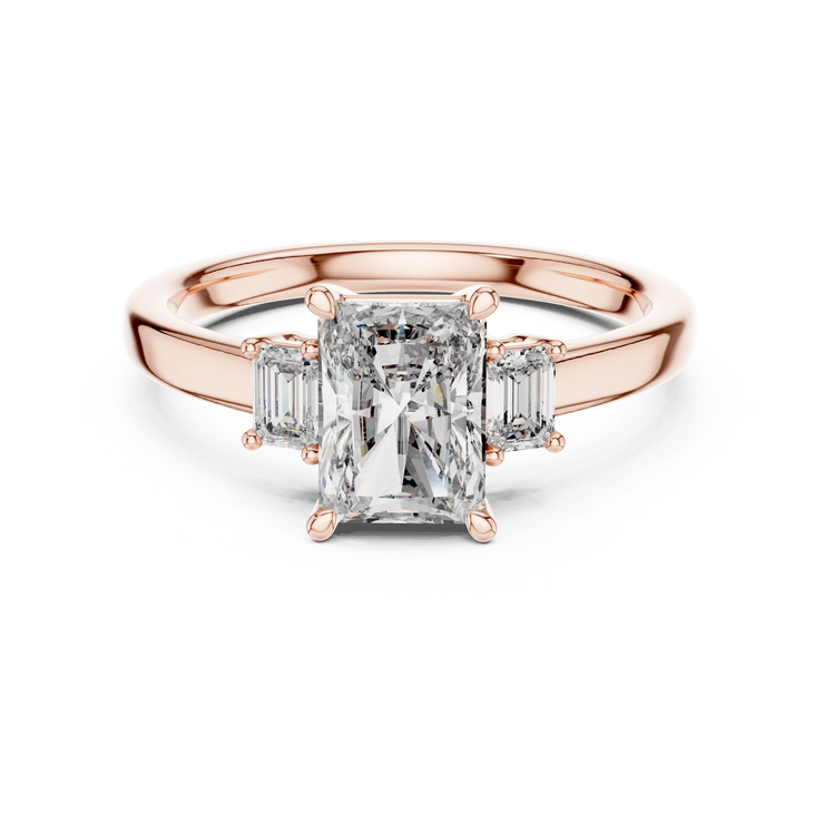 Radiant Lab Grown Diamond Three Stone Engagement Ring
