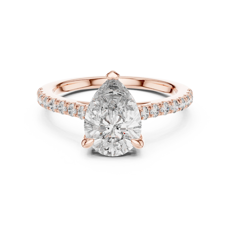 Pear Lab Grown Diamond Pavé Engagement Ring