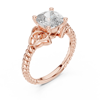 cushion lab grown diamond solitaire ring in rose gold