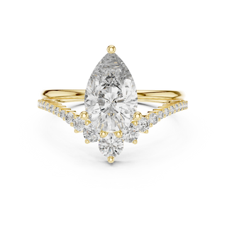 pear diamond split-shank engagement ring in yellow gold
