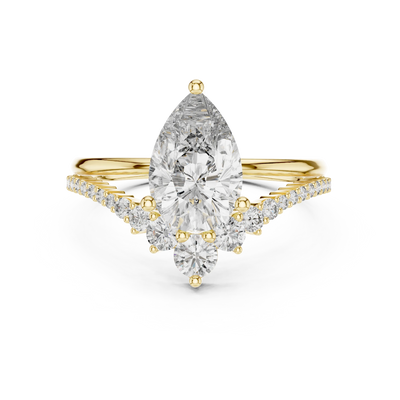 pear diamond split-shank engagement ring in yellow gold
