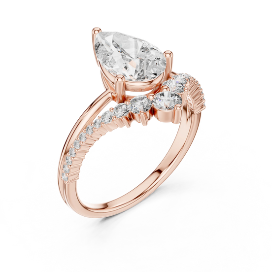 pear diamond split-shank engagement ring in rose gold
