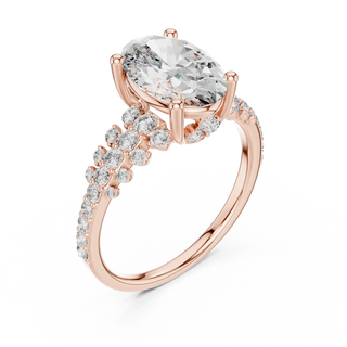 oval diamond split-shank engagement ring in rose gold
