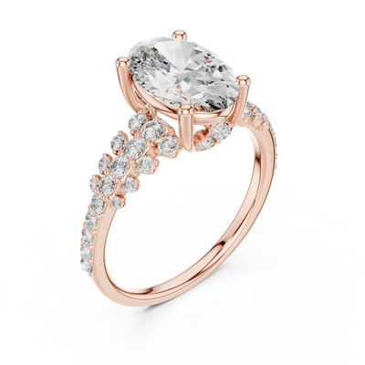 oval diamond split-shank engagement ring in rose gold
