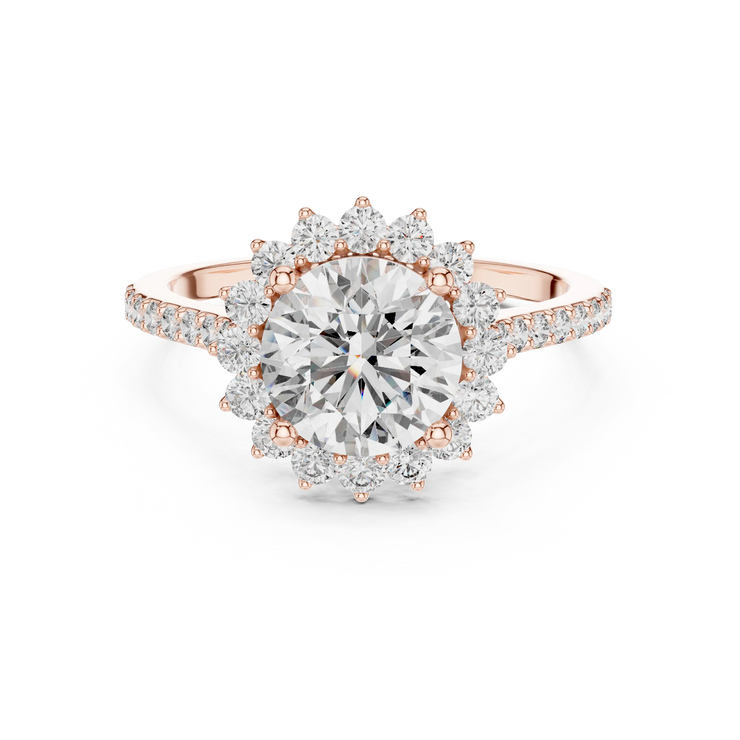 Round Lab Grown Diamond Scalloped Halo Engagement Ring