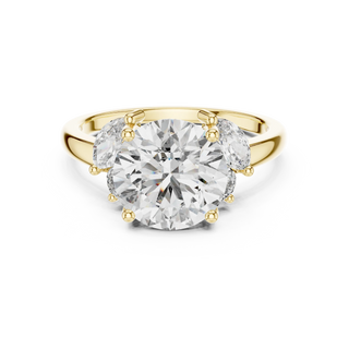 round diamond marquise five-stone ring in yellow gold
