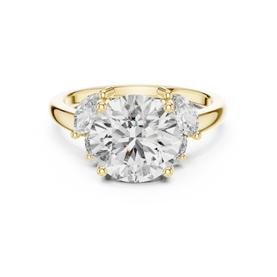 round diamond marquise five-stone ring in yellow gold
