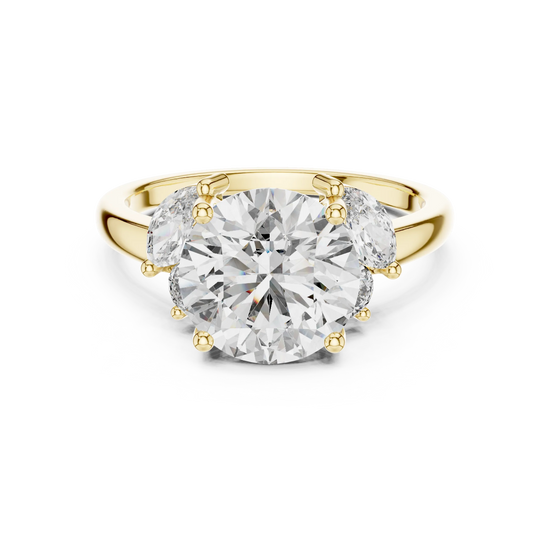 round diamond marquise five-stone ring in yellow gold

