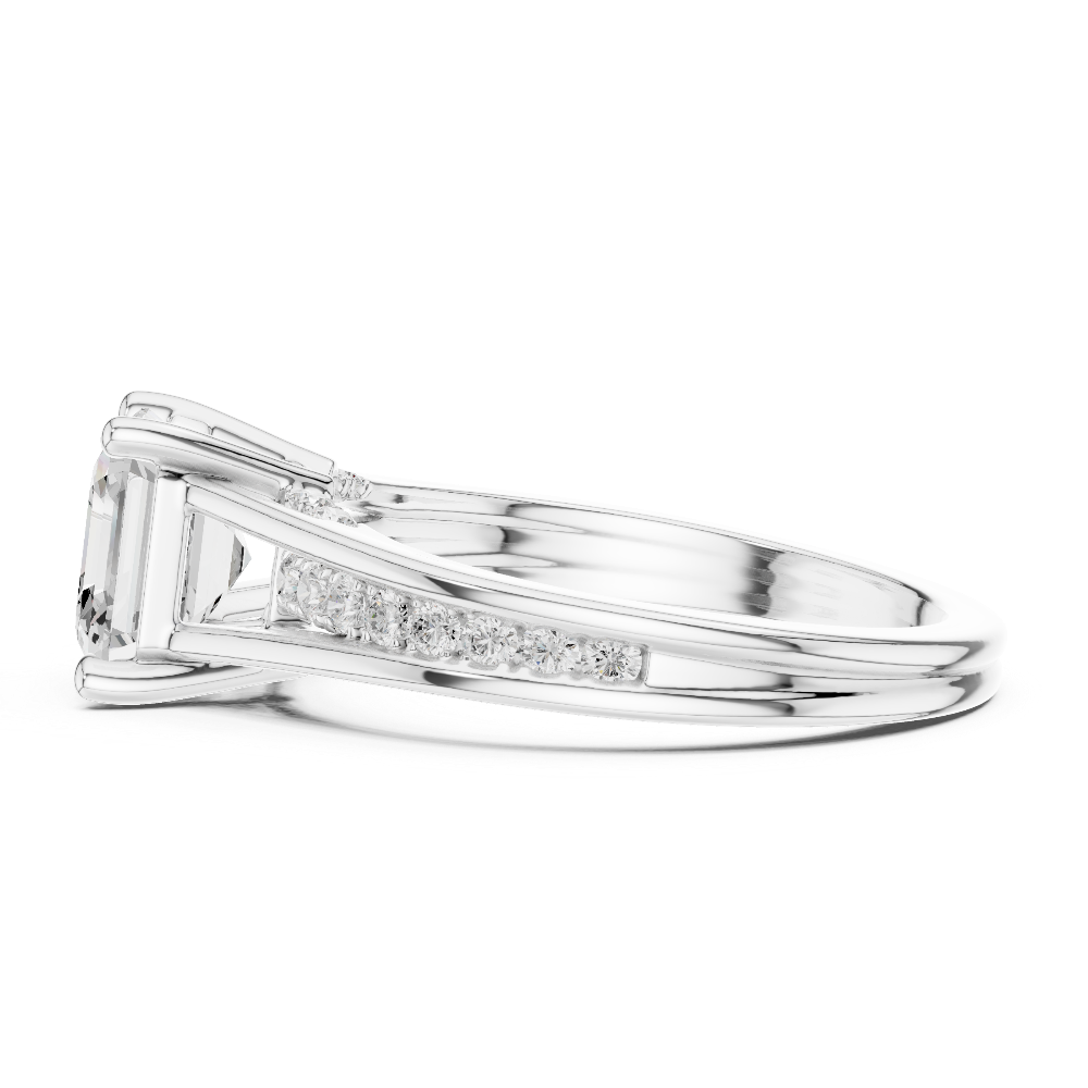 Ladies Asscher split shank diamond ring in gold with Asscher and round lab grown diamonds by Signora Jewels