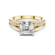 Ladies Asscher split shank diamond ring in gold with Asscher and round lab grown diamonds by Signora Jewels