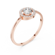 Round brilliant diamond halo ring with round accent diamonds and slim polished band