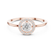 Round brilliant diamond halo ring with round accent diamonds and slim polished band