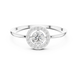 Round brilliant diamond halo ring with round accent diamonds and slim polished band