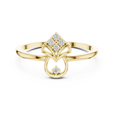 round peacock cluster diamond ring in yellow gold

