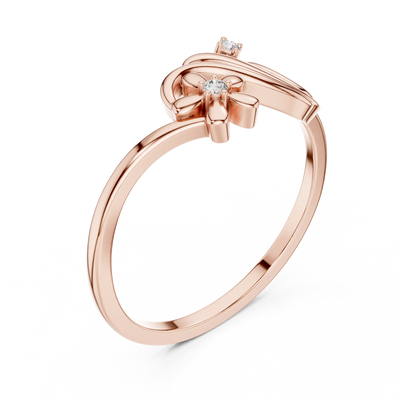 round flower-vine diamond ring in rose gold
