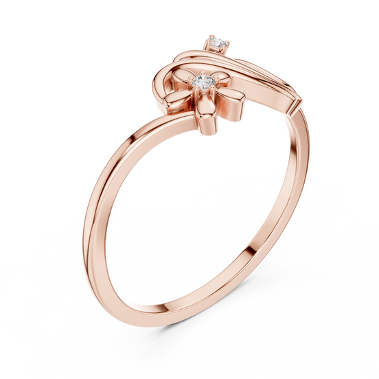 round flower-vine diamond ring in rose gold
