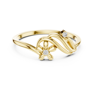 round flower-vine diamond ring in yellow gold
