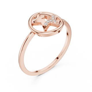 round diamond star frame ring in rose gold
