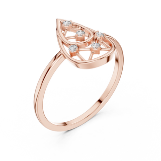 round teardrop lattice diamond ring in rose gold
