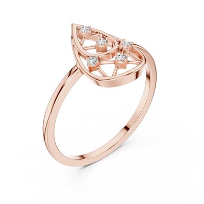 round teardrop lattice diamond ring in rose gold
