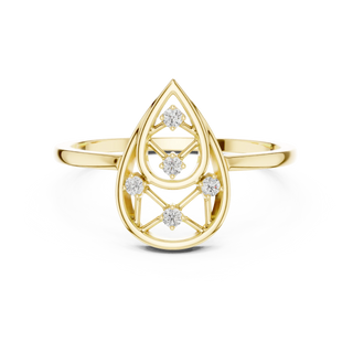 round teardrop lattice diamond ring in yellow gold
