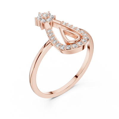 round floral teardrop diamond ring in rose gold
