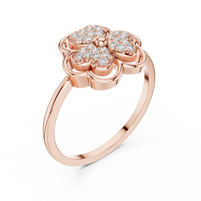 round clover pavé diamond ring in rose gold
