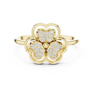round clover pavé diamond ring in yellow gold
