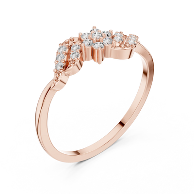 round floral vine diamond ring in rose gold
