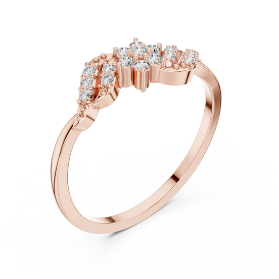 round floral vine diamond ring in rose gold
