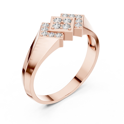 round triple-lozenge diamond ring in rose gold
