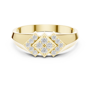 round triple-lozenge diamond ring in yellow gold
