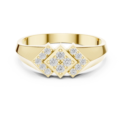round triple-lozenge diamond ring in yellow gold

